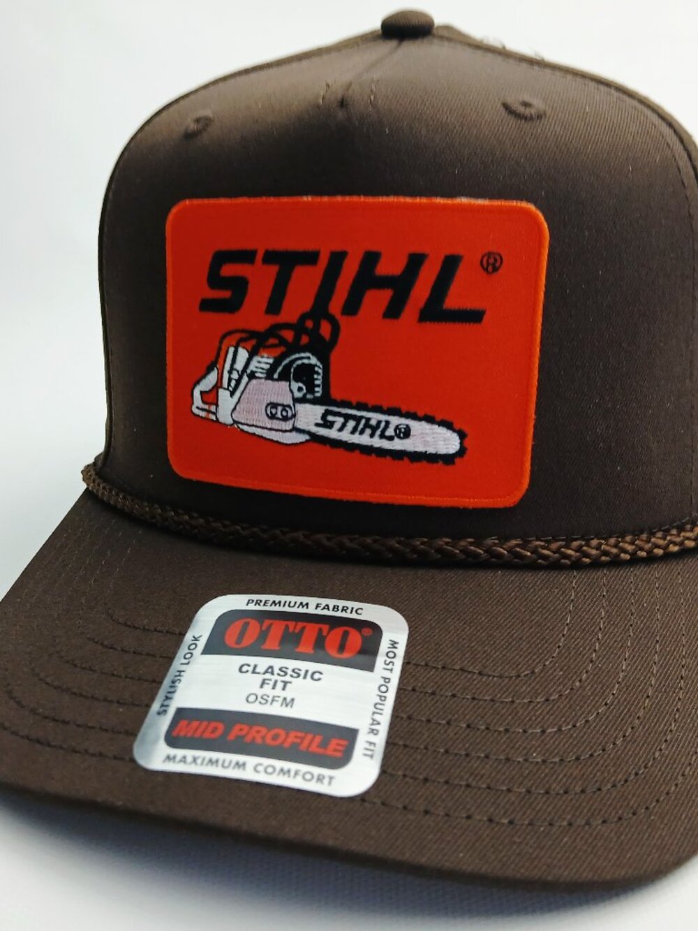 Brown Otto Mid Profile With Rope Stihl Patch Snapback Hat Cap